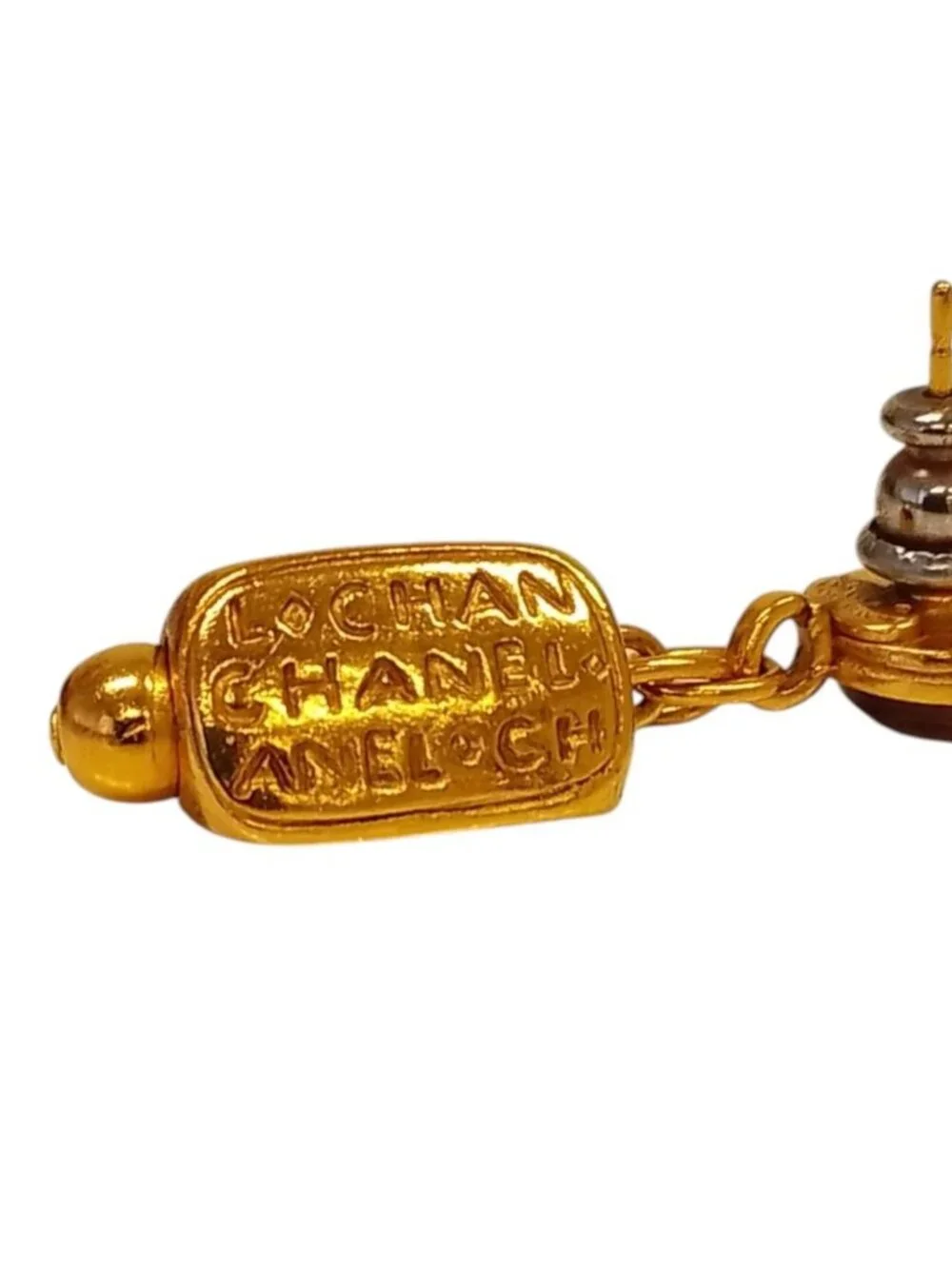 Chanel Vintage Gripoix Swing Earrings Gold Plated